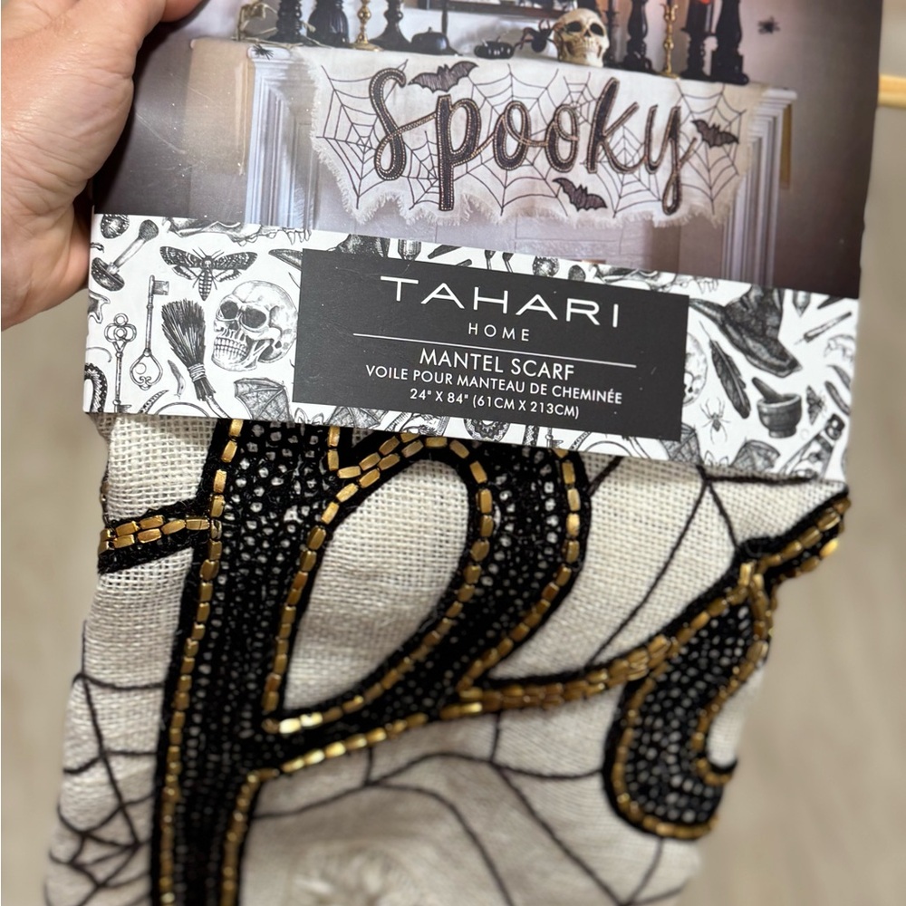 Tahari Black and Gold Mantel Scarf